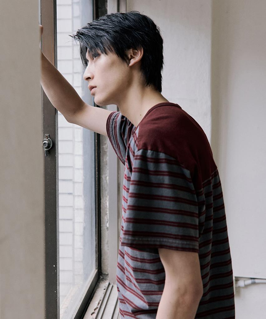 HOOVES Multimix Stripe Crop Short Sleeve Tee [Burgundy]
