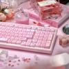 MAIMOOO Хрустальные Милые Кошачьи Кейкапы Белые И Розовые Желейная Текстура Боковая Печать ПК Мао Пользовательские Кейкапы Клавиатуры
