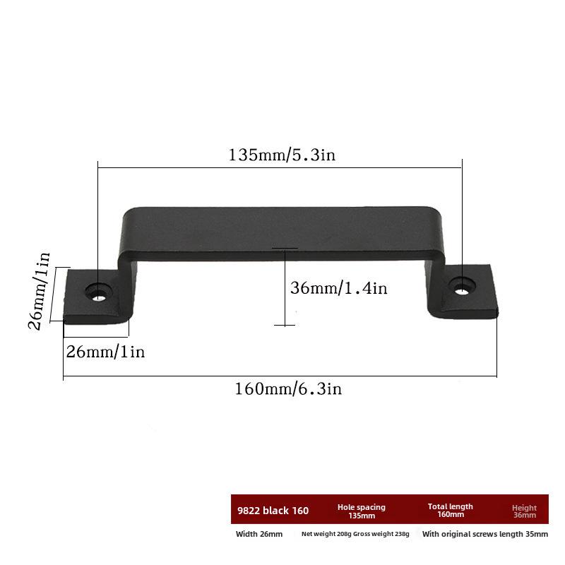 Черная прочная металлическая ручка для амбарных дверей для деревянных или раздвижных дверей