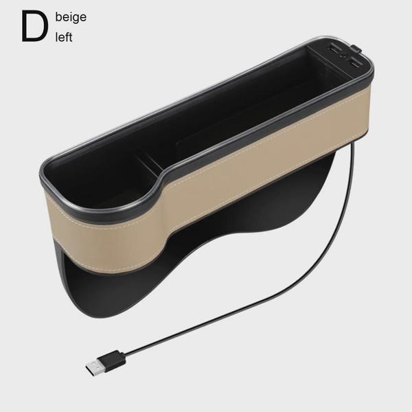 1pcs New Car Crevice Storage Box with 2 USB Charger Colorful LED Seat Gap Slit Pocket Seat Organizer Card Phone Bottle Cups Holder