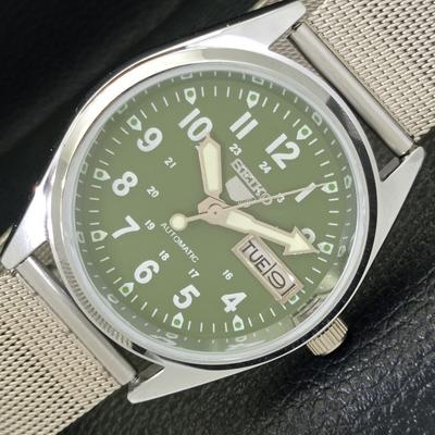 ВОССТАНОВЛЕННЫЕ АВТОМАТИЧЕСКИЕ МУЖСКИЕ ЧАСЫ SEIKO 5 JAPAN 6309A С ЗЕЛЕНЫМ ЦИФЕРБЛАТОМ a427307-2