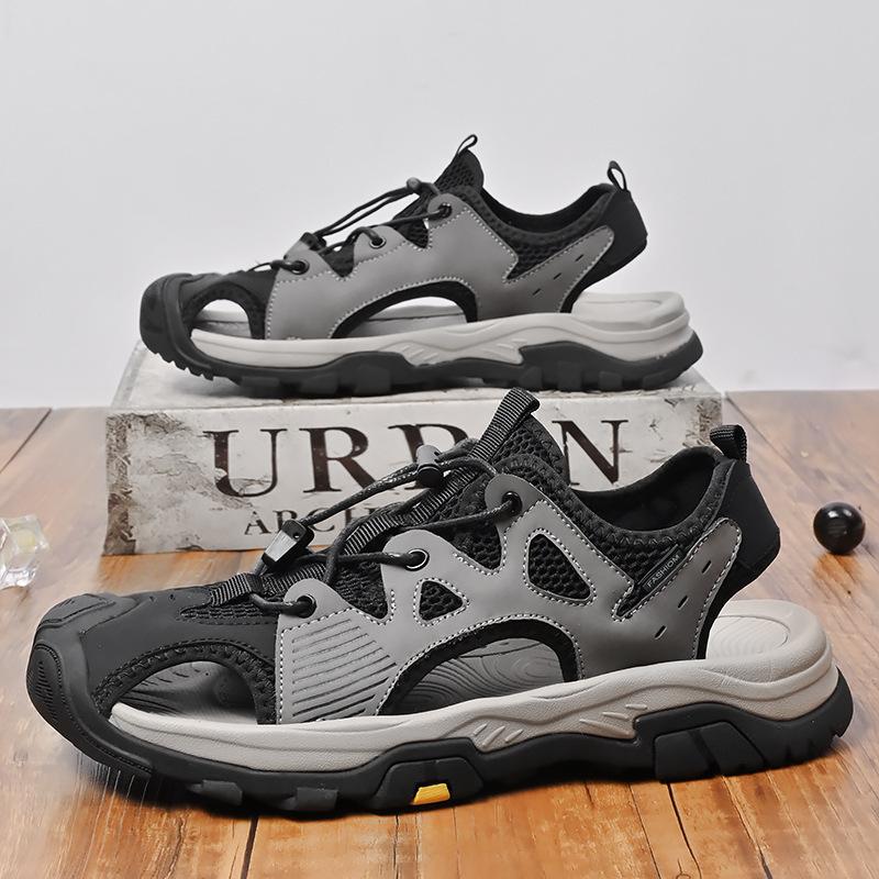 Summer Outdoor Shoes Beach Shoes Men's Bag Head Sandals, Breathable Mesh Men's Shoes Non-slip Walking Shoes Casual Shoes Trendy Shoes
