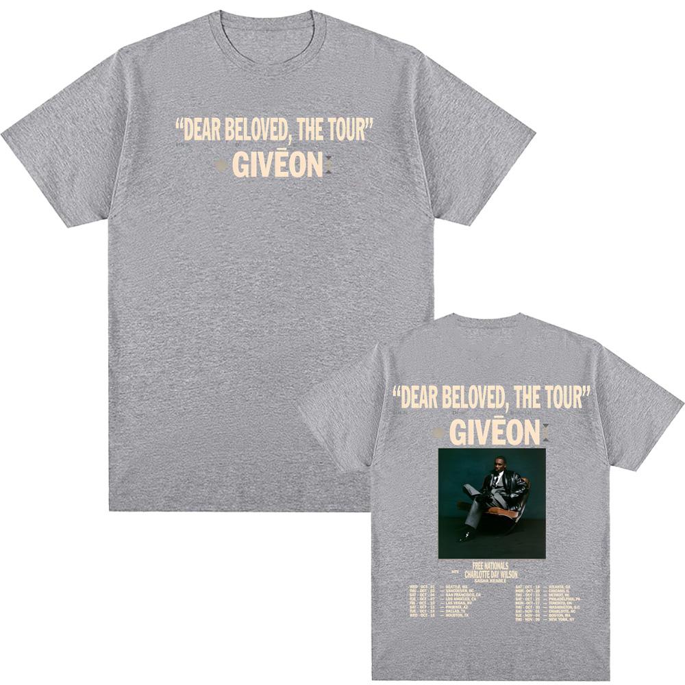 Giveon DEAR BELOVED THE TOUR 2025 Футболка Хип-хоп Хлопковая футболка Американский рэпер Панк Футболка Ropa Hombre Готическая одежда