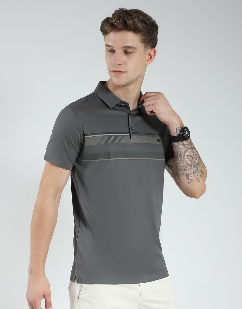 MONTE CARLO Men's Slim Fit Striped Polo Half Sleeve T-Shirt