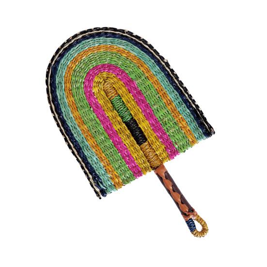 Handmade Straw Weaving Fan Natural Sea Grass Raffia Fan with Long