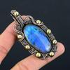 Fancy Labradorite Gemstone Pure Copper Wire Wrapped Handmade Pendant Jewelry