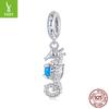 S925 Silver Seahorse Pendant Diy Bracelet Beaded Charm 925 Silver Bead Jewelry Accessories