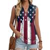 Женский безрукавный жилет на пуговицах с принтом ко Дню независимости, V-образный вырез, повседневный модный топ-майка