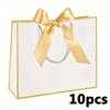 10pcs Elegant Gift Bags with Golden Bow Ribbon and Handles Gift Bags Gift Packing Bag for Wedding Birthday Housewarming Gifts White with Golden Border