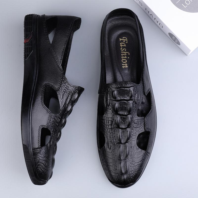 Роскошные брендовые мужские сандалии из натуральной кожи, мокасины, мужские деловые модельные сандалии, кожаная обувь ручной работы, мужские сандалии