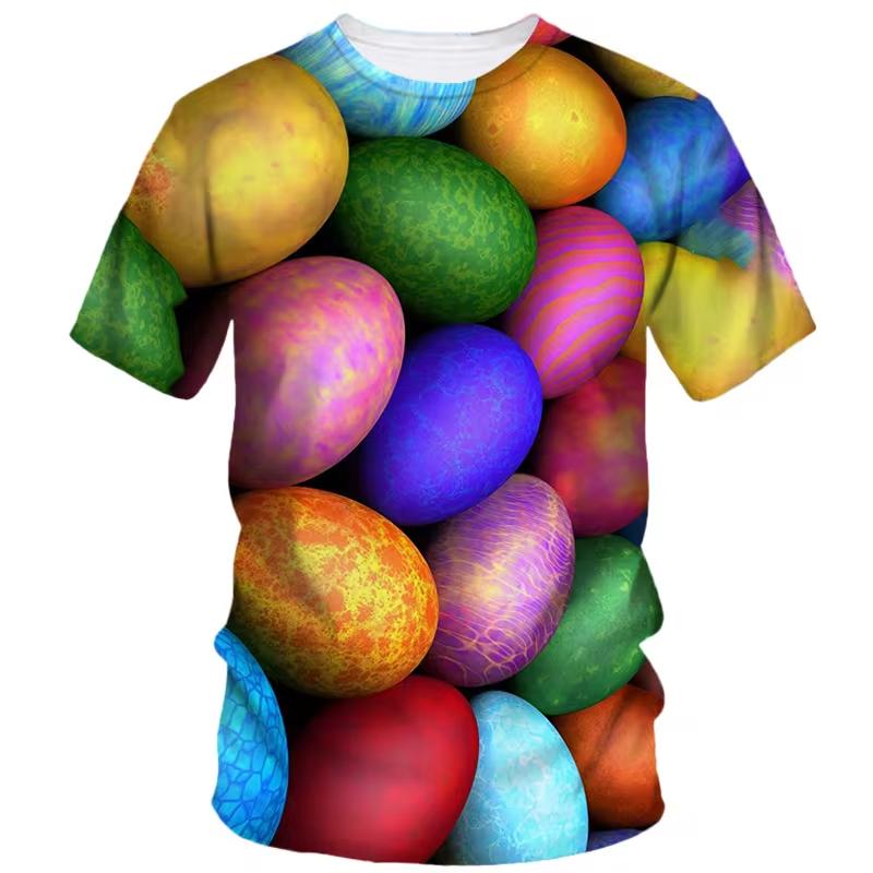 Funny Egg Pattern T-shirts 3D Printing Food Short Sleeve Round Neck Cool Design Men's T-shirts