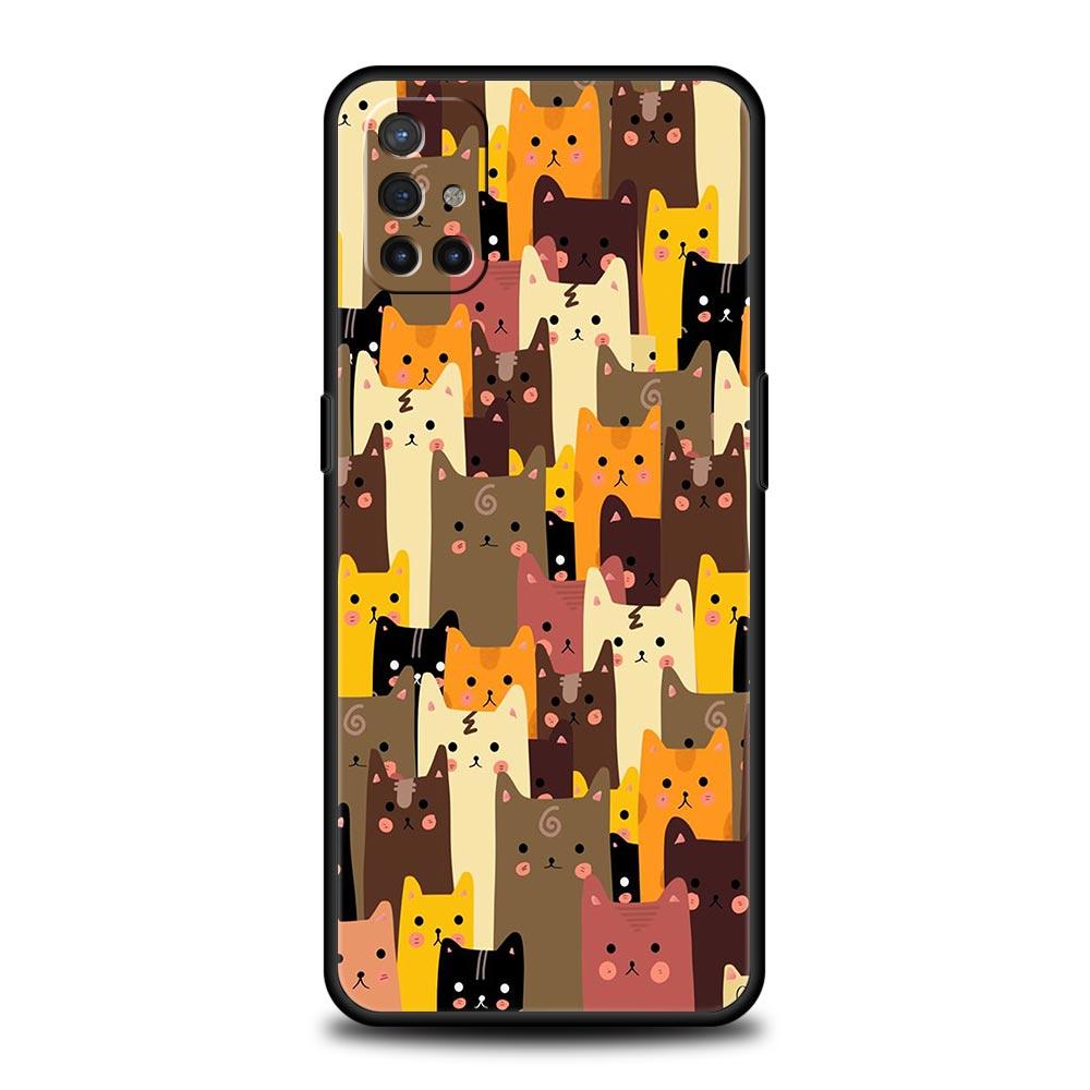 Фон с рисунком котов для OnePlus 10 Pro 9 8T 8 Nord N10 7 7T 9R, чехол для телефона 1 + Nord 2T CE 2 N100 N200 Z 5G, черный чехол