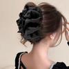 New Elegant Gray Black Oversized Hair Claw Clip Retro Geometric Bow Hair Clip Barrettes Hairgrip For Women Hair Accessories Headwear