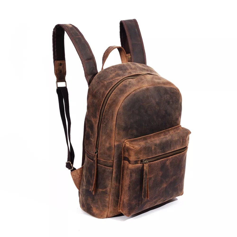 Handmade Vintage Buffalo Leather Backpack Rucksack Travel College Bag