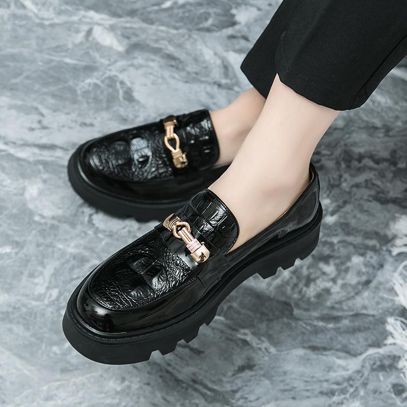 2024Новинка, повседневные кожаные лоферы дерби для мужчин, нескользящие, модные, классические, с круглым носком, деловые туфли, роскошные, на толстой подошве