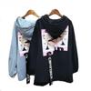 Casual Denim Jacket Women Trendy Print Coat Korean Style Loose Hooded Tops Retro Chic Short Clown Print Jackets Womens Clothing
