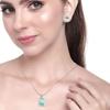 Designer Square Pendant Set with Rhodium Plated CZ and Mint Green Stones for Women