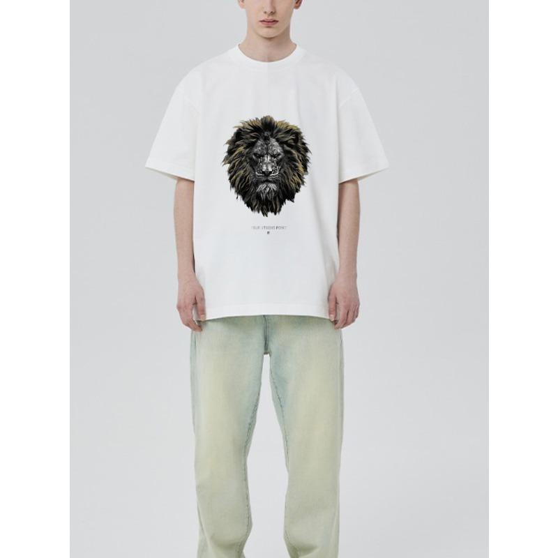 Мужская футболка свободного кроя с принтом головы белого льва и текстом Your Strong Point, повседневный уличный топ для носки каждый день
