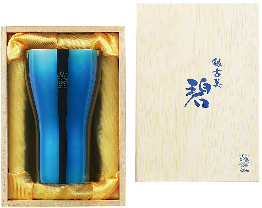 Tamahashi Tumbler Blue 440ml Antique Silver Stainless Steel "Blue" (Ginfurumi)" 18-8 AO-03