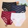 4 шт. женские кружевные трусики с высокой талией, сексуальное нижнее белье, прозрачные женские трусы, облегающие, больших размеров, брифы S-XXL