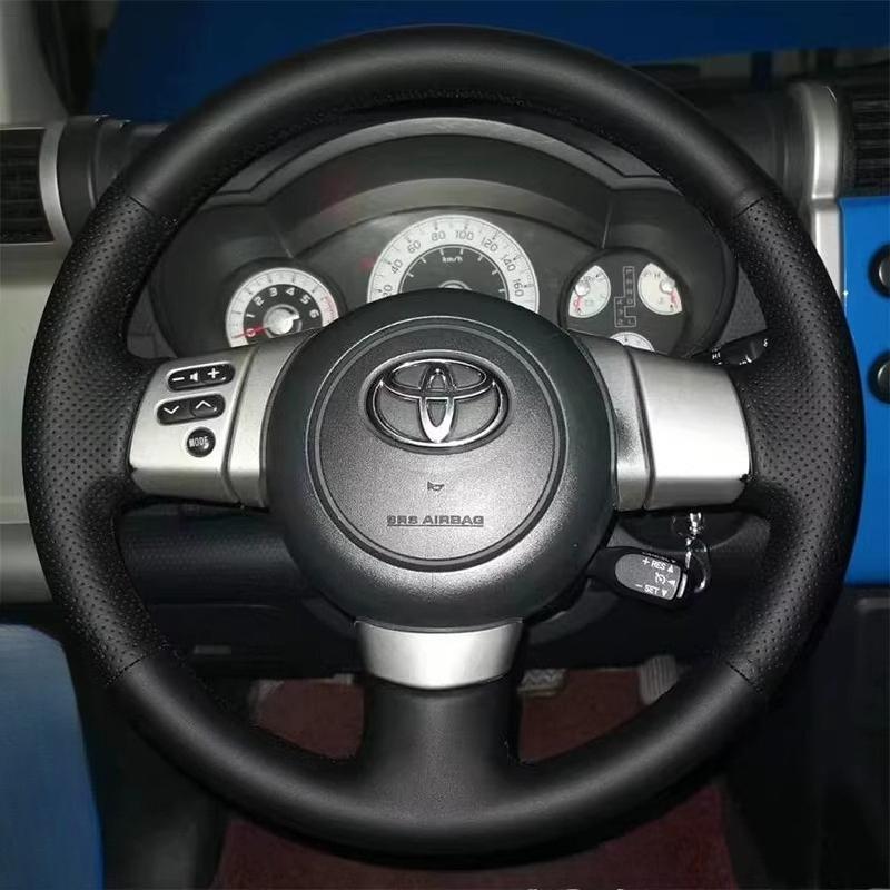 Для Toyota FJ Cruiser 2006-2020 Черная Натуральная Кожа Ручной Стежок Нескользящая Накладка на Руль Автомобиля Автозапчасти