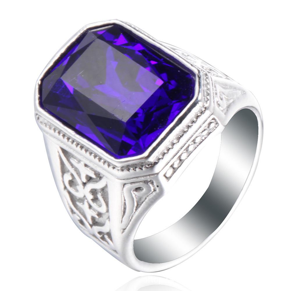 Кольцо винтажного античного серебряного цвета 2025 года с зеленым камнем, кольца из нержавеющей стали 316L для мужчин, женщин, унисекс, хип-хоп модная бижутерия