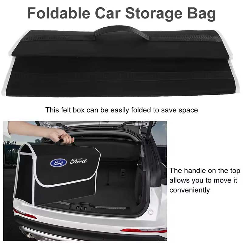 Car Trunk Storage Bag Folding Travel Box Auto Accessory For Ford Mondeo BVGE6 Mustang Taurus Shelby Fiesta Focus Edge MAX MK3 keychain