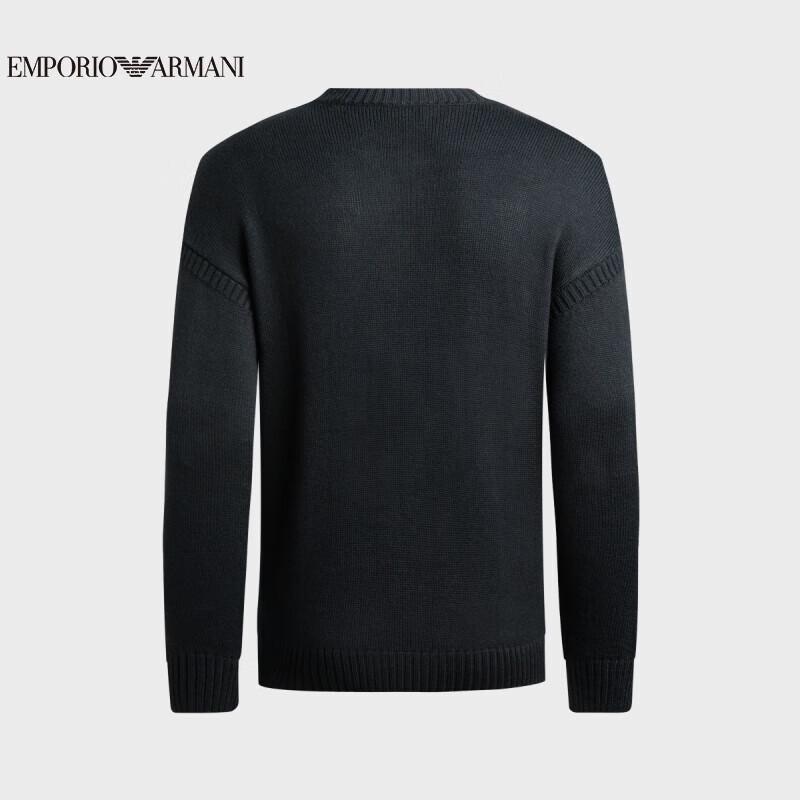 Мужской вязаный свитер Emporio Armani с круглым вырезом и логотипом-орлом