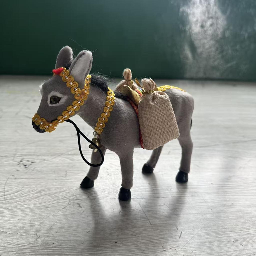 1PC Handmade Donkey Blown Black Ornament Handcrafted Holiday Decoration Farm Animal Collection for Christmas Tree Birthday Gift