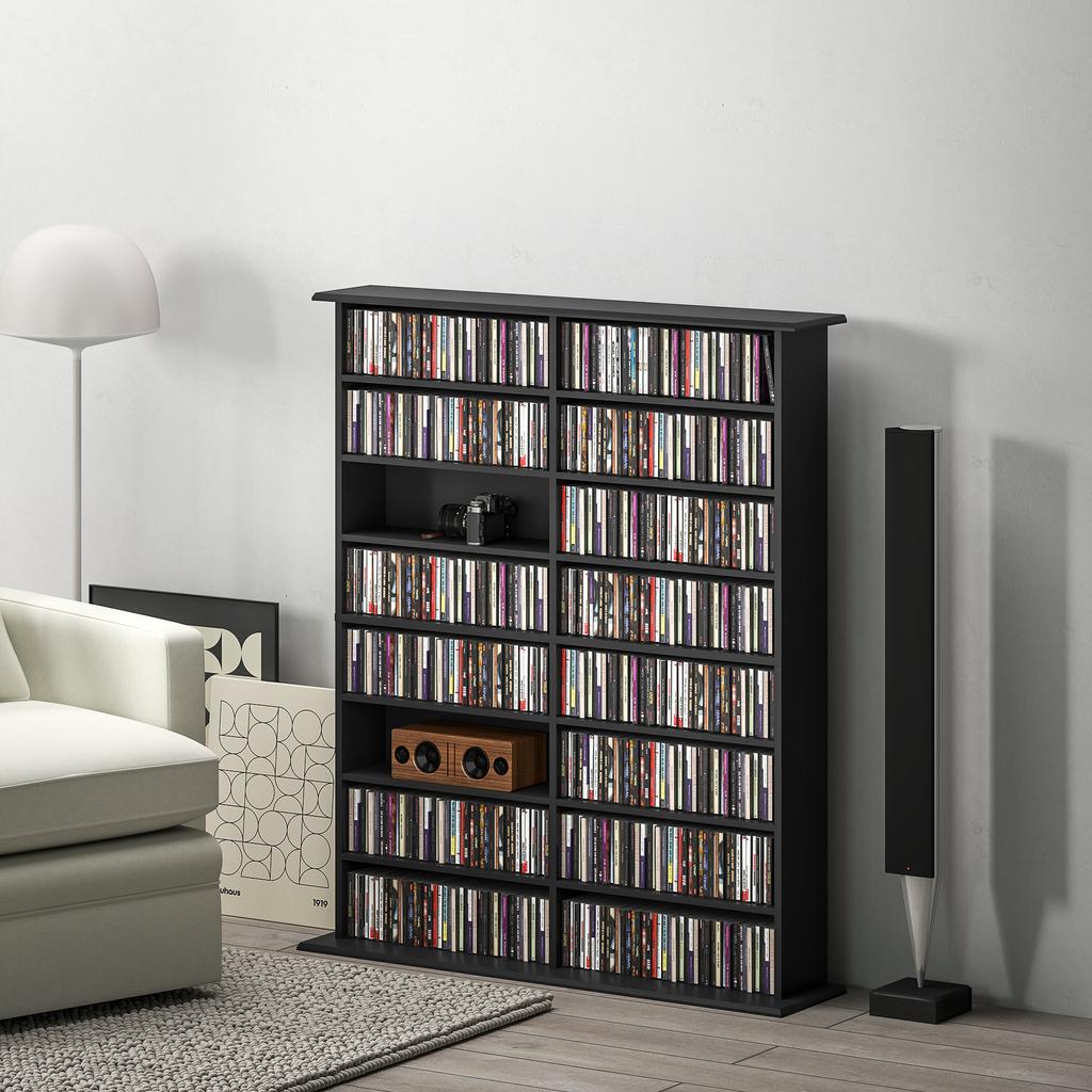 16 Compartment Media Shelf Black