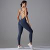 Nessaj One Piece Yoga Jumpsuits Women Solid Color Fitness Bodysuit Back Cross Playsuit Backless Yoga Rompers