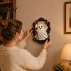 Non Glaring Wall Light Halloween Ghost Lamp, Gothic Resin 3D Frame Art, Retro Vintage Relief Sconce Sculpture with LED Candle for Living Room,