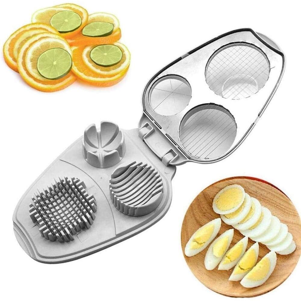 Brunbeste 3-in-1 Manual Egg Slicer, Hard Boiled Egg Cutter, White, 20x15x8cm