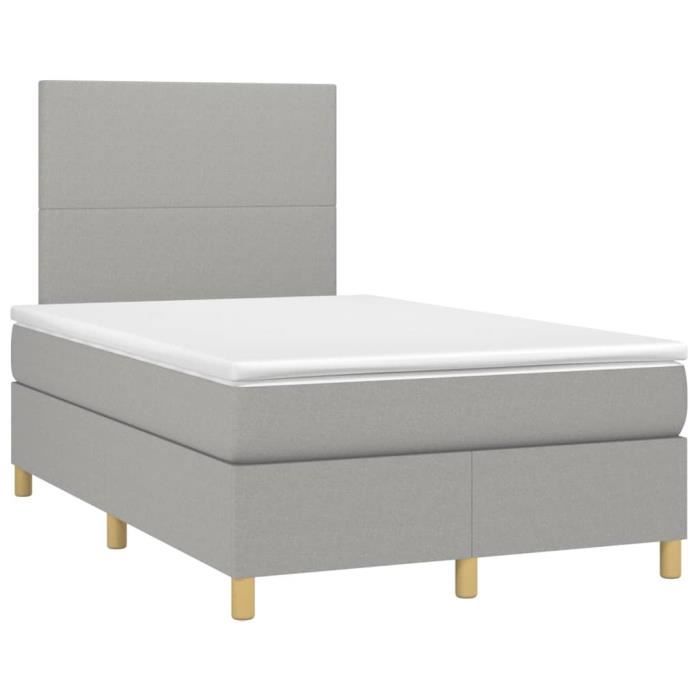 3142161 vidaXL Divan Bed with Mattress Light Grey 120x200cm Fabric