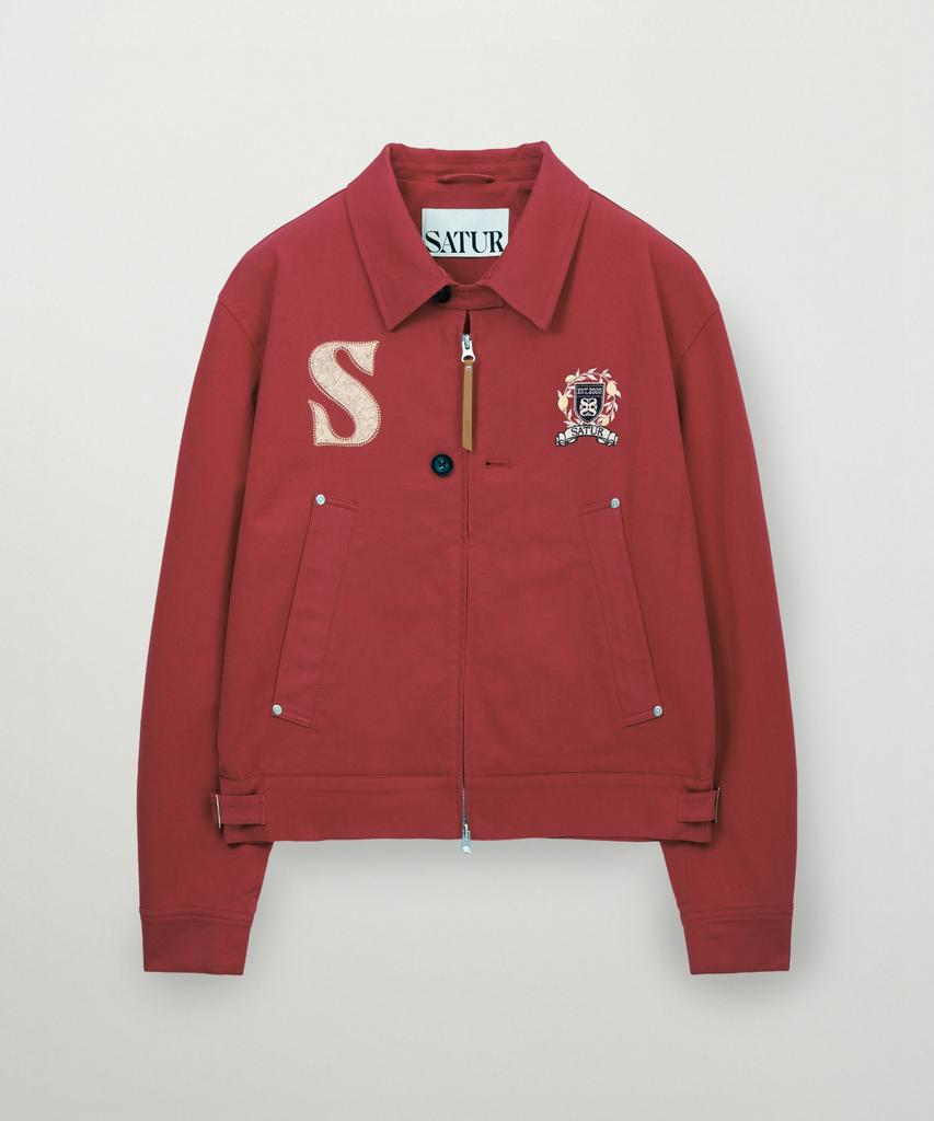 Satur Crest Logo Collar Jacket Red