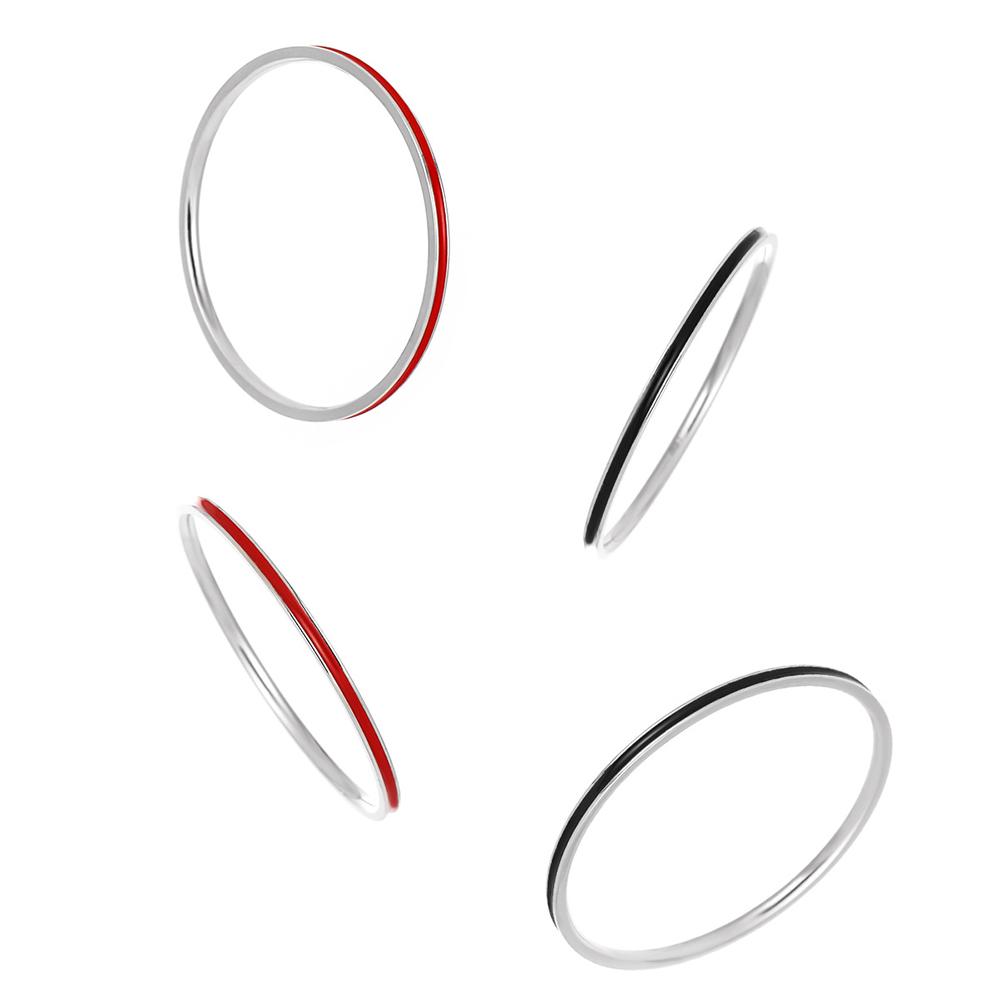 YIZIZAI Real 925 Sterling Silver Simple Thin Enamel Red Black Finger Rings For Women Wedding Jewelry Gifts