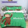 Curious George 3pcs Bedding Set Duvet Cover Closure Includes 1 Duvet Cover & 2 Pillowcases for All Seasons Bedroom Home Dorm Decor