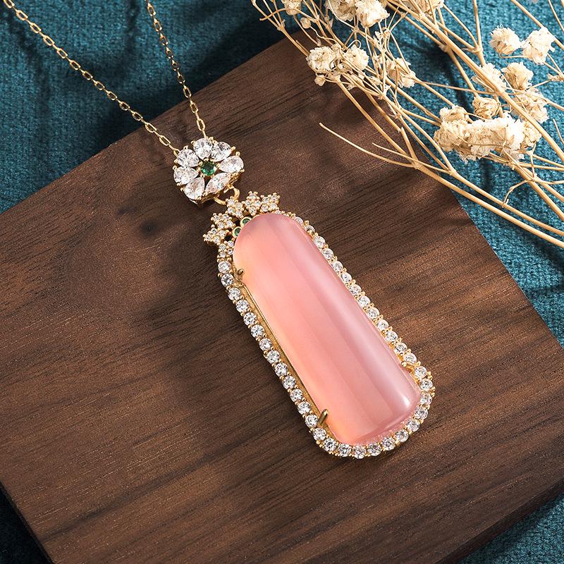 2022 Весна/Лето Китайский стиль Позолоченная медь Амулет мира Натуральный фиолетовый агат Подвеска Ожерелье