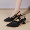 Fashion Elegant Women High Heels Sandals Sexy Pointed Toe Heeled Shoes Fashion New 2025 Summer Mesh Slingback Slippers Woman Pumps Mujer