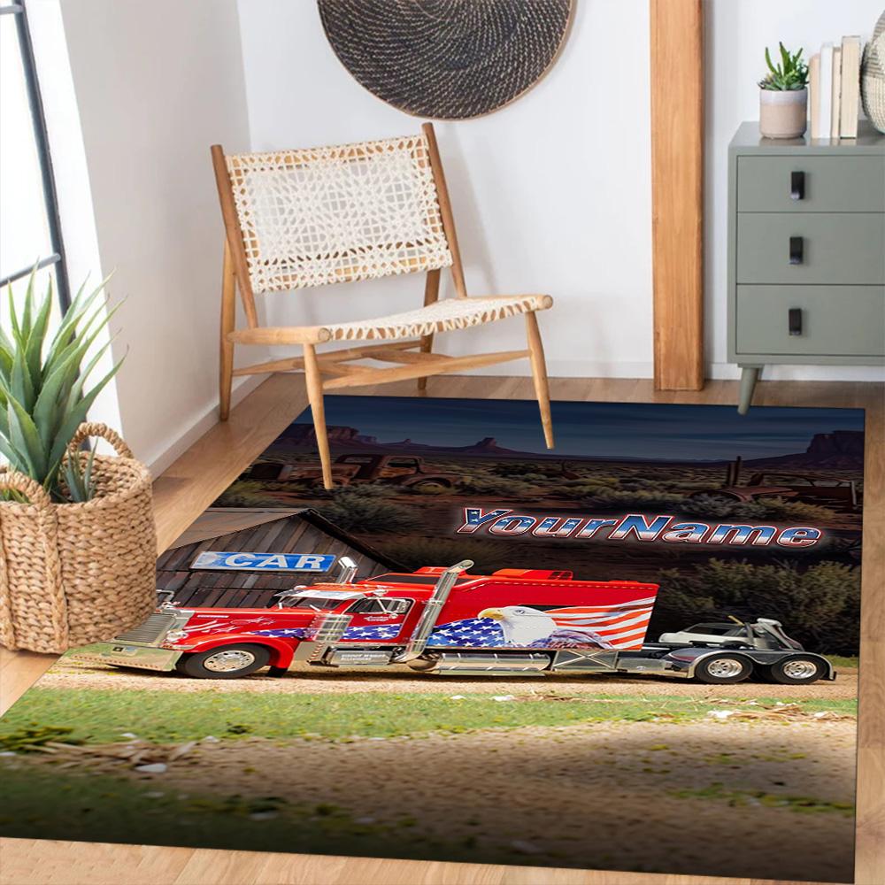 Peterbilt Heavy Trucks Personalized Name Floor Rug Office Rug Suitable for Dormitory Decorate room Dining Room Hallway Anti-slip Rug Decorate Offices