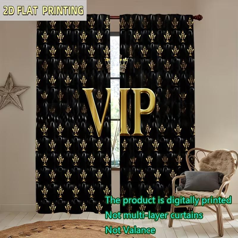 2 шт. штор с принтом Crown VIP, подходящих для украшения спальни, гостиной, кухни, для дома, для окна
