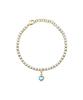 Gold Tone Steel Love Bracelet With Aqua And Clear Crystals LPS05ASD29 For Women