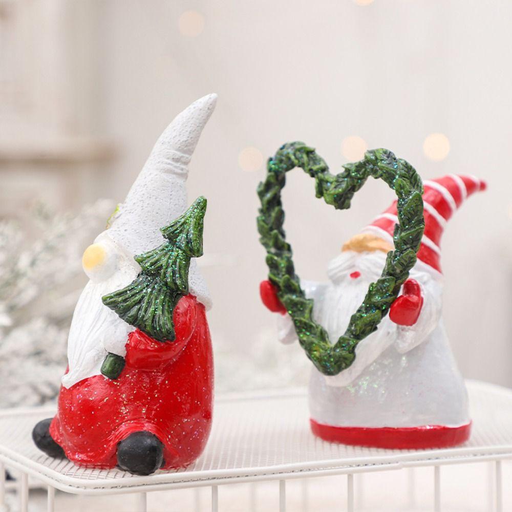 Resin Christmas Gnome Ornament Cute Santa Claus Statue  Holiday Festive Decor