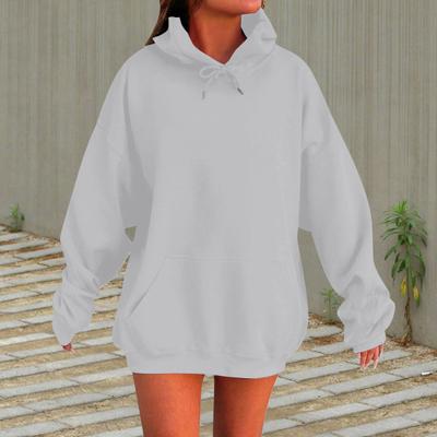 Женская толстовка с капюшоном на осень-зиму с большим передним карманом, свободный топ средней длины