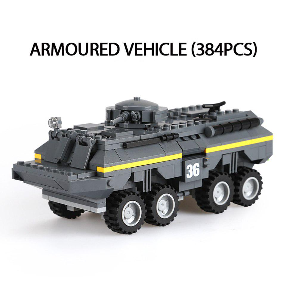 384pcs Armored Car Building Block Sets Military Tank Soldiers Bricks Assembling Educational Toy Gift