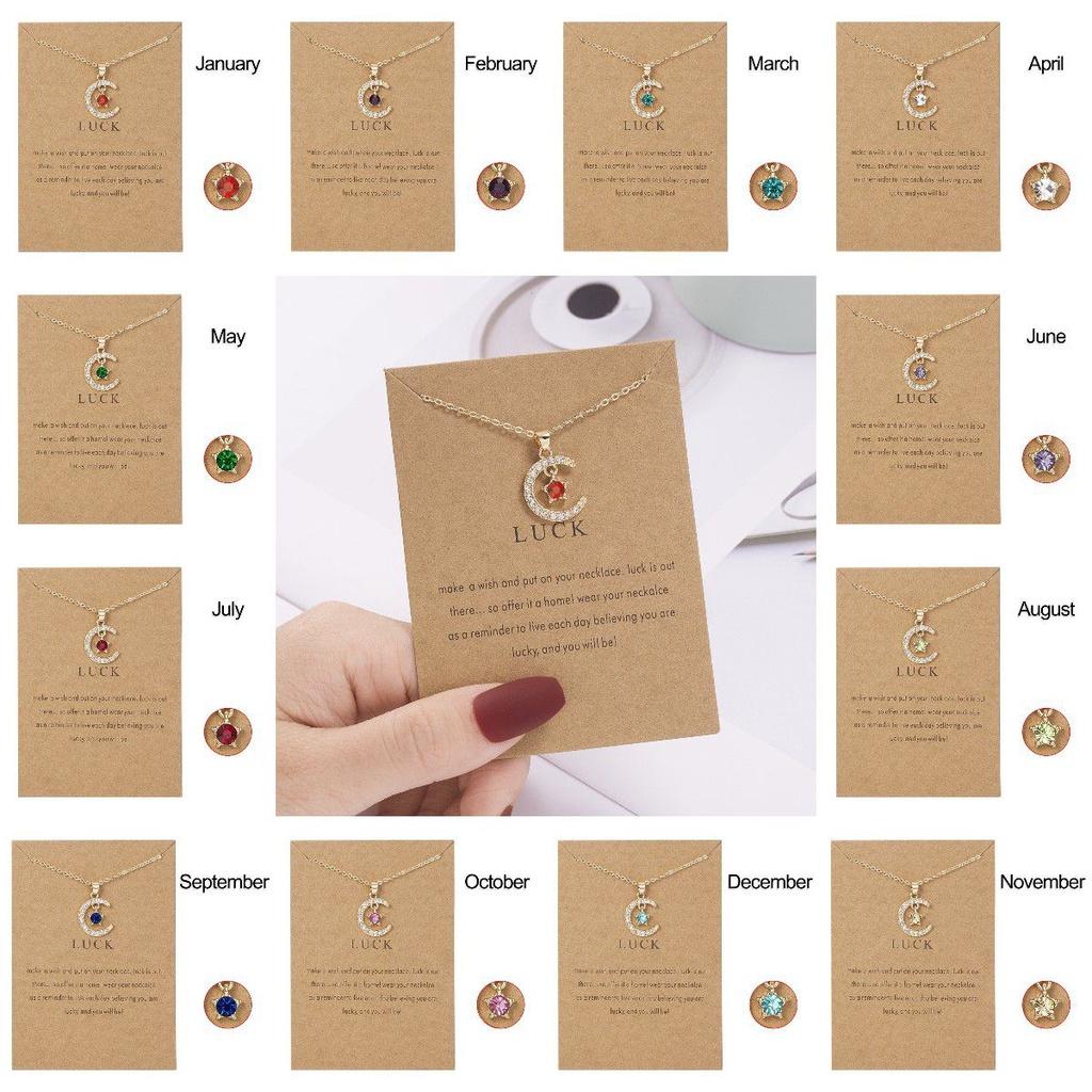 Потрясающее ожерелье-луна из 18-каратного золота с камнем по знаку зодиака, гипоаллергенный дизайн