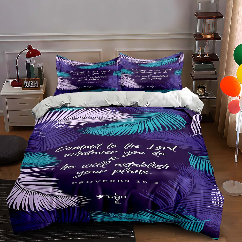 Tropical leaf motif Bedding Duvet cover sets Duvet covers Pillowcases gifts (1 * Duvet Cover 2 * Pillowcases, without duvet insert)