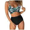 Sexy swimsuit 1011 European and American new cross-strap high waist printed split women's bikini swimsuit