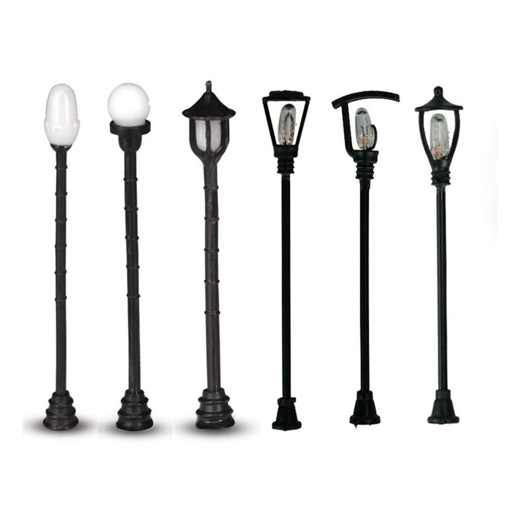 Белые миниатюры Декор Модель Уличные фонари Пейзаж Светодиодная лампа Макет Фонарный столб Освещение детской площадки