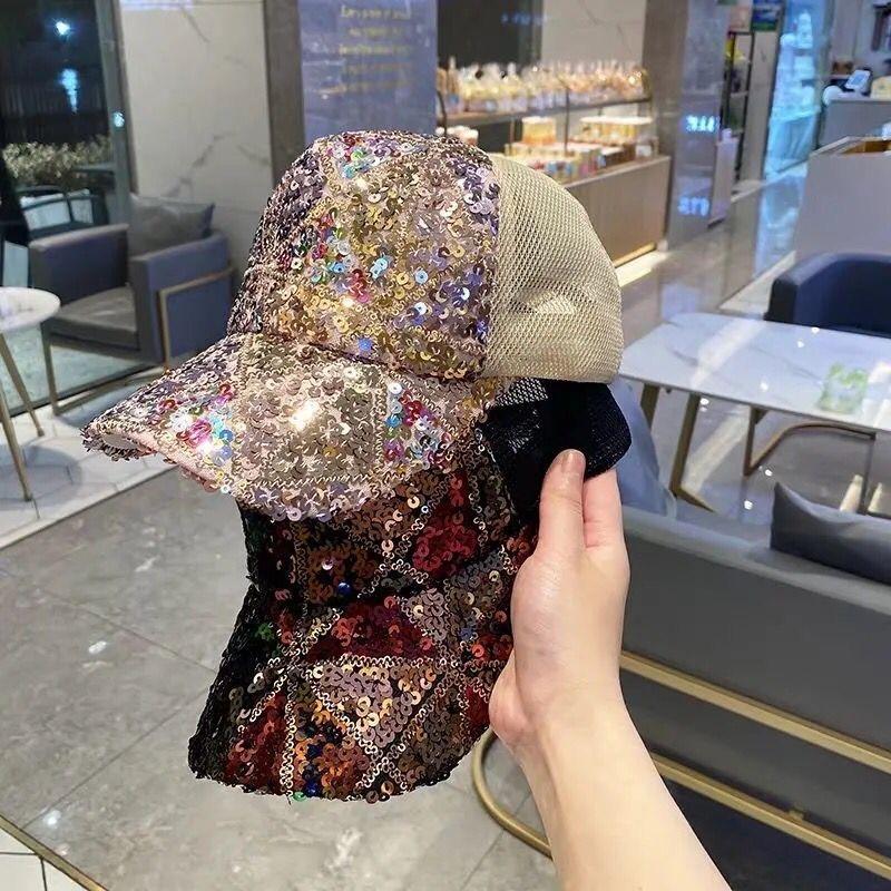 Новая весна лето женская блестящая нерегулярная диагональная кепка женская кепка женская уличная сетчатая кепка дальнобойщика модная кепка